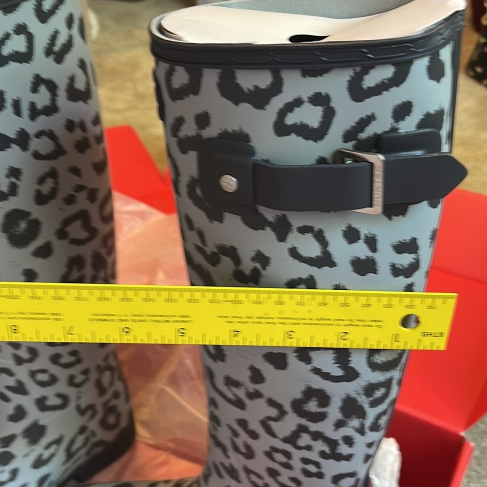 New Hunter Women’s Original Tall Leopard Print Refined Rainboots Size US 6 - Picture 8 of 11